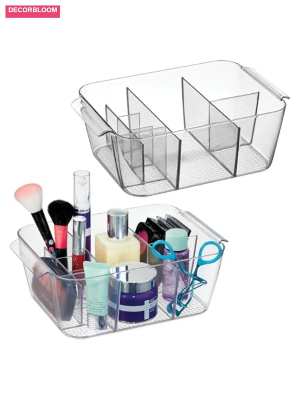 Cosmetic Display Case Set of 2 Plastic 8 Compartment Makeup Organizer